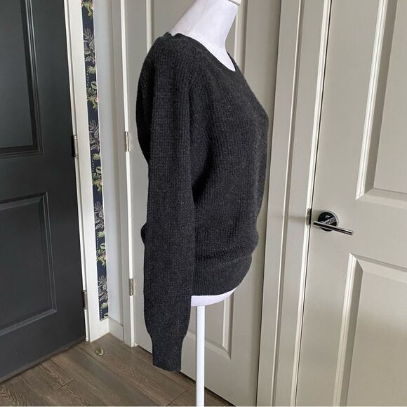 Splendid Charcoal Gray 100% Cashmere Ribbed Knit Sweater Size S - Picture 3 of 7